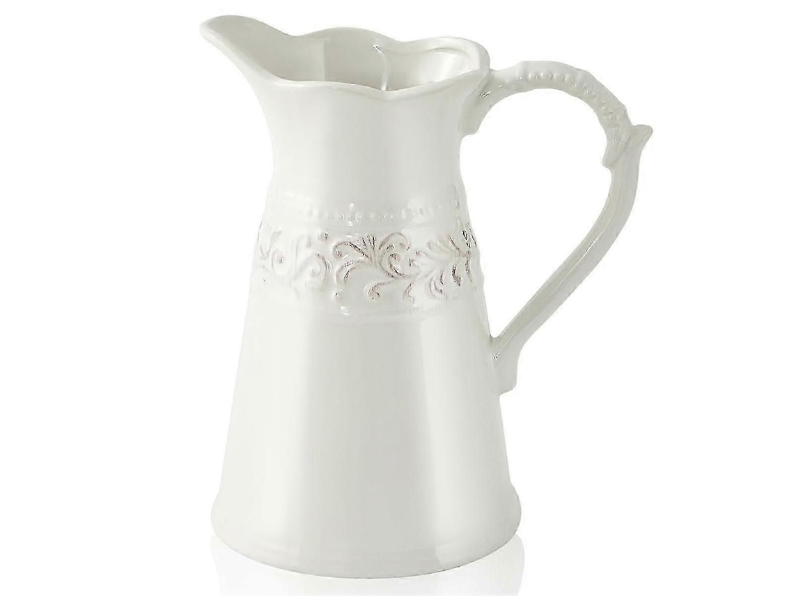 Jarro De Cerâmica Branco, Vaso Decorativo Estilo Fazenda, 8,5 Polegadas, Para Decoração De Casa