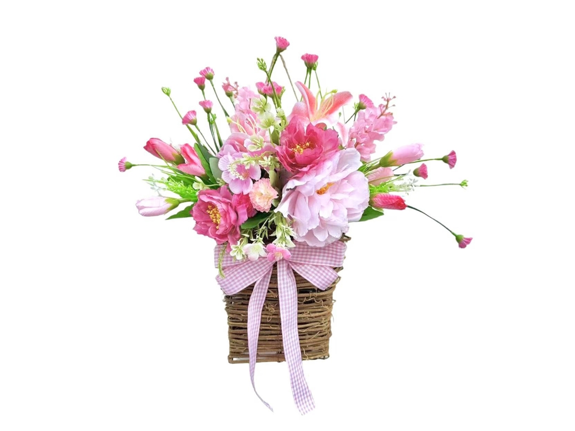 Laxiscreed Guirlanda De Flores Rosa Para Decoração De Porta Na Primavera E Verão