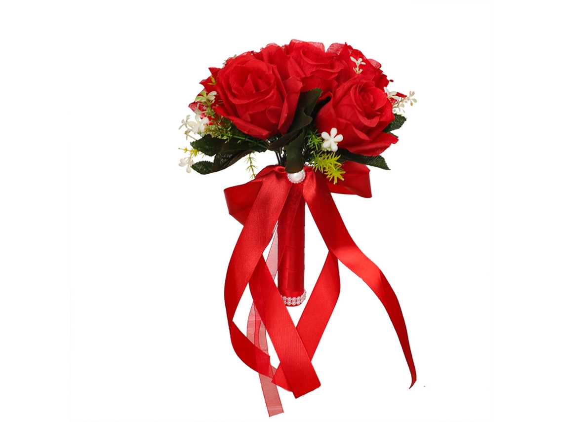 Buquê De Rosas Vermelhas Artificiais Pequeno Portátil