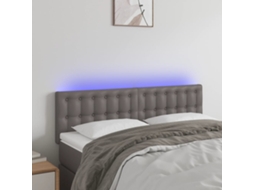 Vidaxl Cabeceira Cama C/ Led 144x5x78/88cm Couro Artificial Cinzento