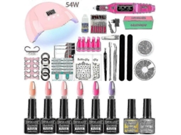 Kit de Unhas Gel Profissional Conjunto com 120w/54w Lâmpada Unha Uv e Broca Compatível Todo o G El Secagem Esmalte M GOKOCO
