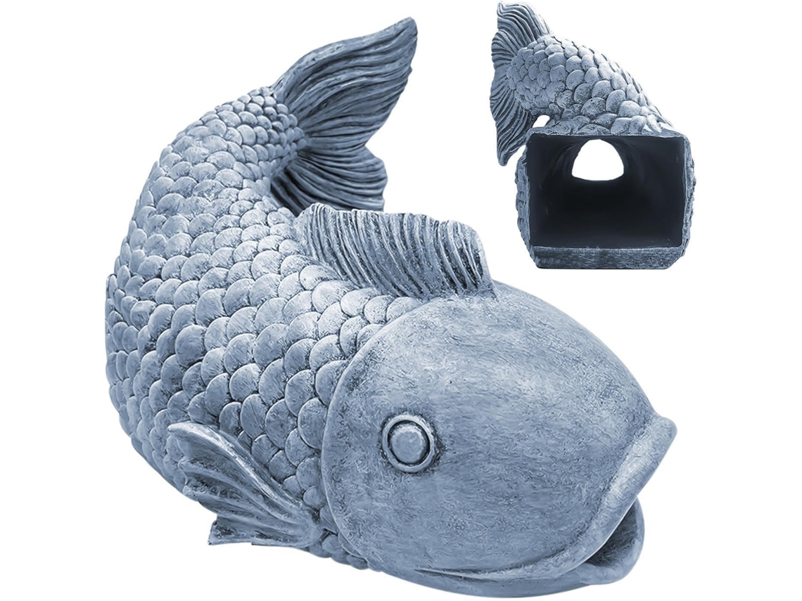 Desviador de Água da Chuva, Extensão de Calha em Formato de Peixe Escultura em Resina, Design Dinâmico, Extensão do CHABERLU