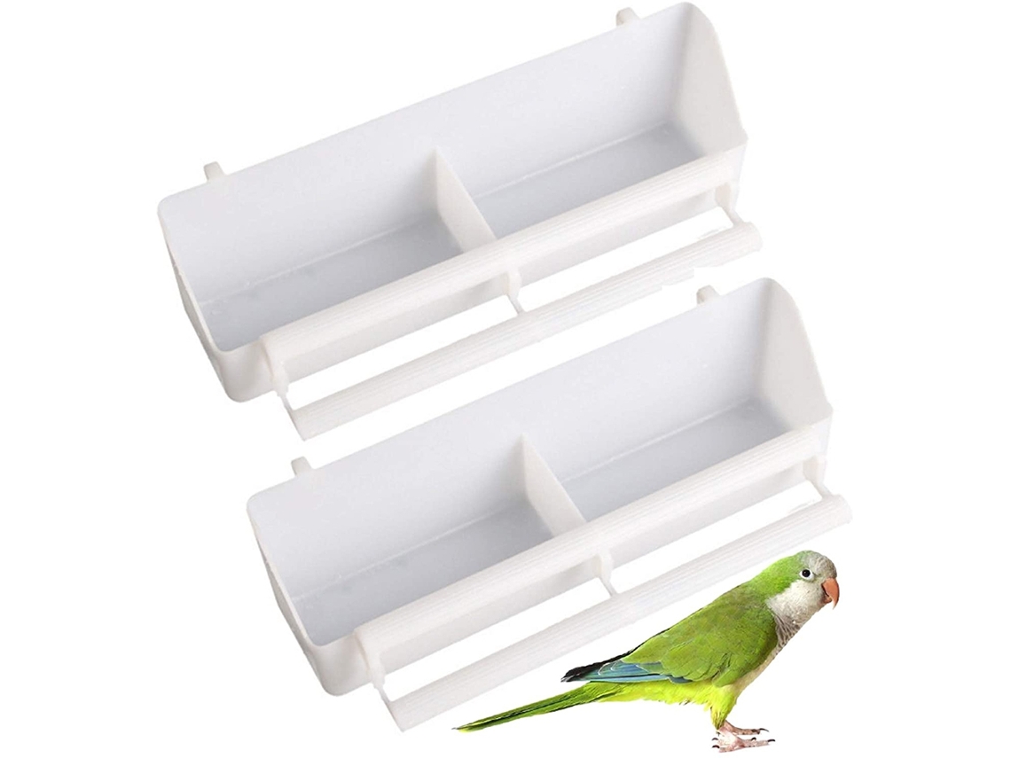 Bowls Plásticos Para Aves Comida E Água Gaiola Branco