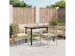 Conjunto 5 Peças Jantar P/ Jardim Com Almofadões Vime Pe Bege Dkd Home Decor