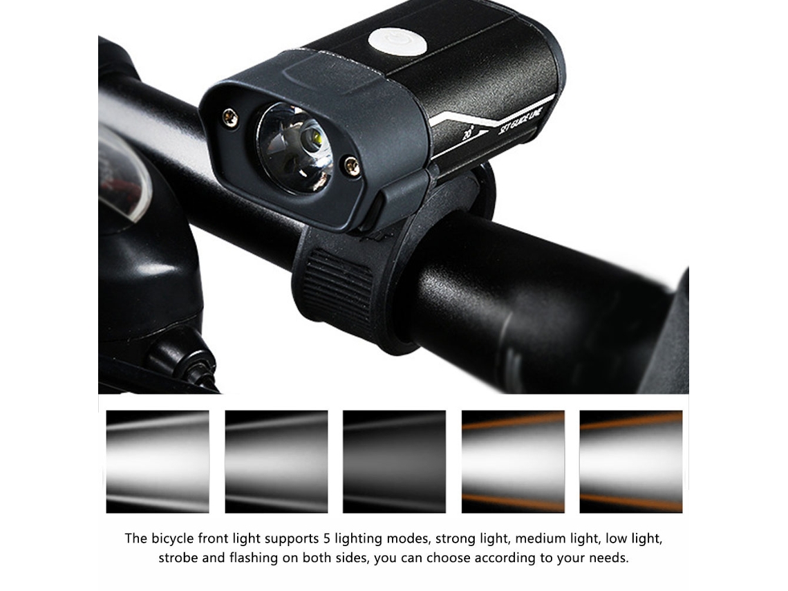Luz Dianteira de Bicicleta Recarregável USB 5 Modos S/MARCA