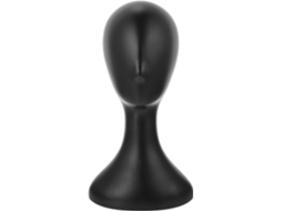 Cabeça De Manequim Feminina Preta De Plástico, Com Suporte Para Peruca E Chapéu.