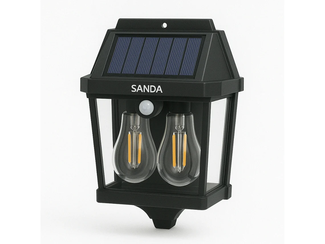 Conjunto De Luzes Led Com Sensor De Movimento, 3 Modos De Luz E Painel Solar Sanda Sd 6030 Preto