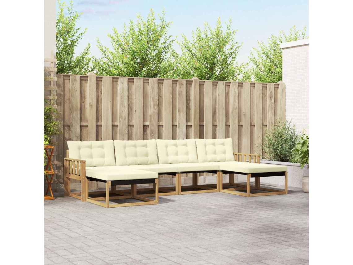 Vidaxl Conjunto De Sofás Para Exterior 6 Unid. Branco E Creme