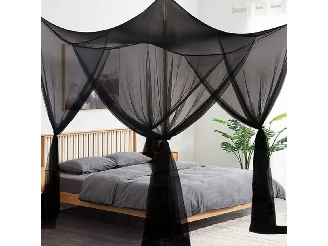 Manta Mosquito Cuatro Esquinas Grande Para Cama Individual Adulto Niño Cuna Camping Jardín Negro