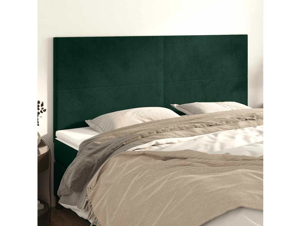 Vidaxl Cabeceira Verde Escuro 180x5x118/128 Cm Veludo