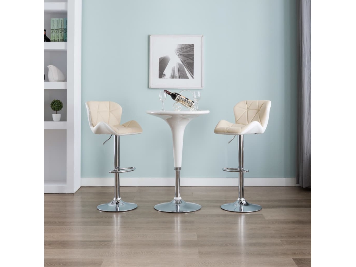 Vidaxl Bancos De Bar 2 Pcs Couro Artificial Cor Creme