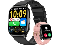 Relógio inteligente Bestvite 2.1 com pedômetro, frequência cardíaca, monitor de sono, mais de 130 modos esportivos, à prova d'água IP68, para Android e iOS, preto