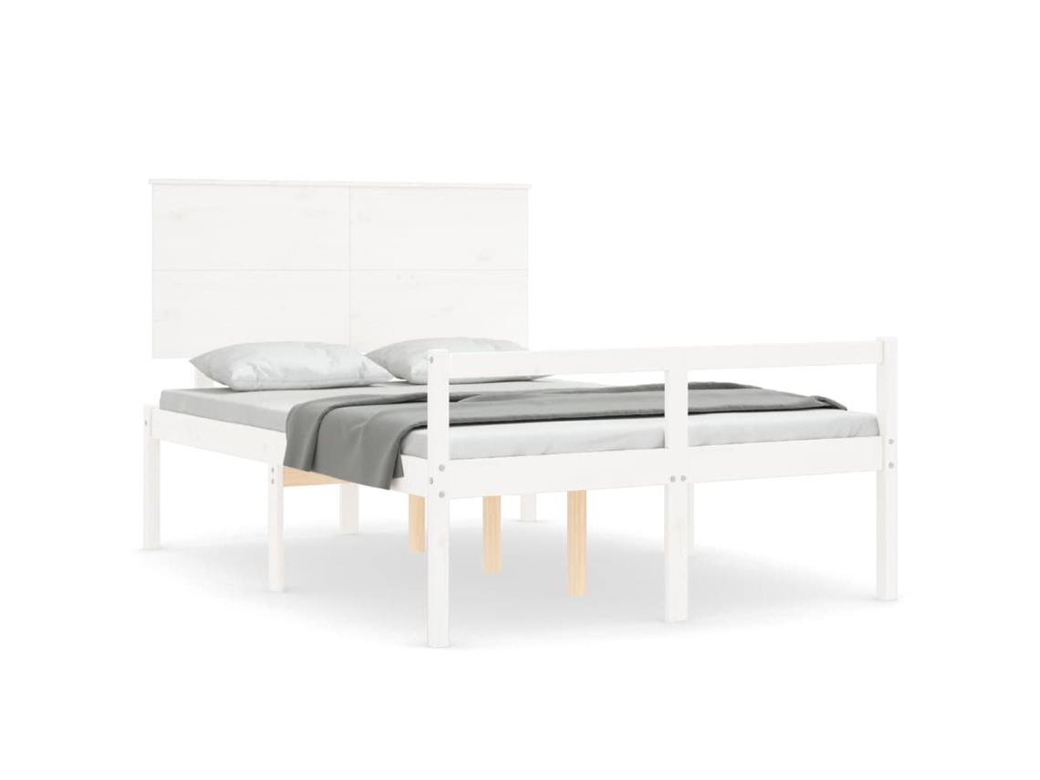 Cama para Idosos com Cabeceira em Madeira Maciça Branco 140x200 cm MAISON EXCLUSIVE