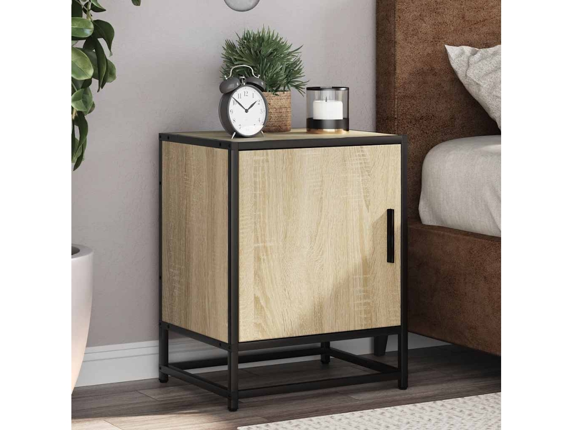 Vidaxl Mesa De Cabeceira Sonoma Carvalho 40x31x50 Cm Madeira E Metal