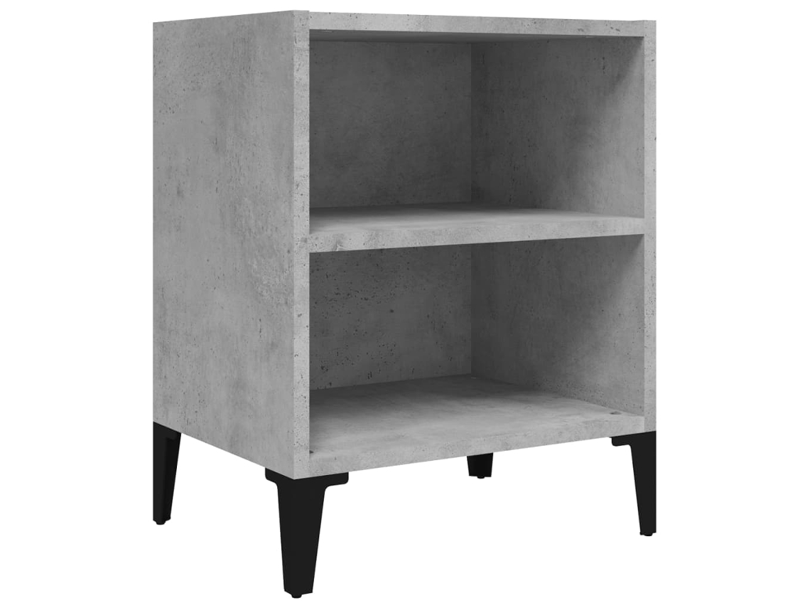 Mesa de cabeceira com pés de metal 40x30x50 cm Cinza Cimento MAISON EXCLUSIVE