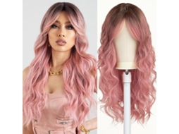 Pruik Lichtroze Golvend - Cabelo Sintético - Resistente Ao Aquecimento - Apresentação Natural - Material Respiratório - Conforto Perfeito - Peça De Ca