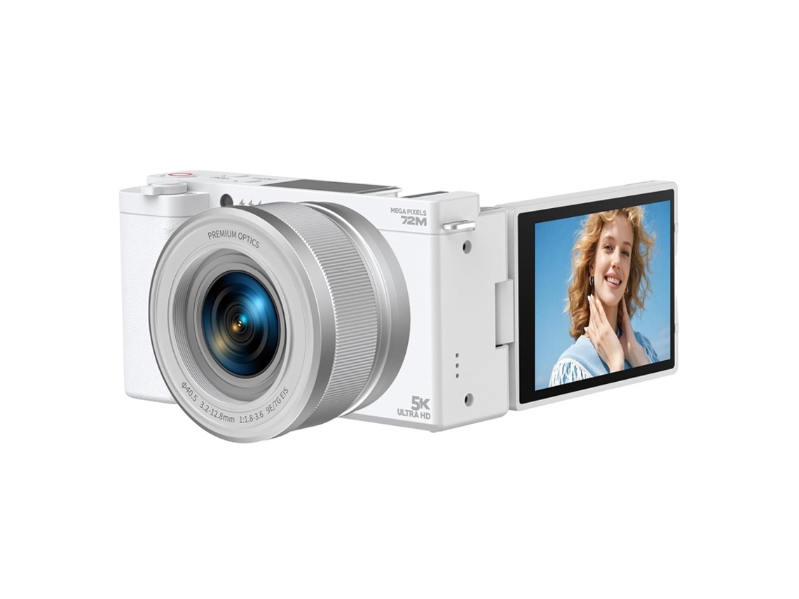 Câmera Digital 5k Com Zoom Óptico De 6x, Foco Automático E Tela Giratória De 180º (branca)