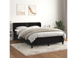 Cama com molas/colchão 140x190 cm veludo preto