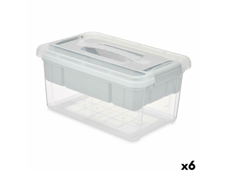 Caixa Multiusos Cinzento Transparente Plástico 5 L 29,5 x 14,5 x 19,2 cm (6 Unidades)