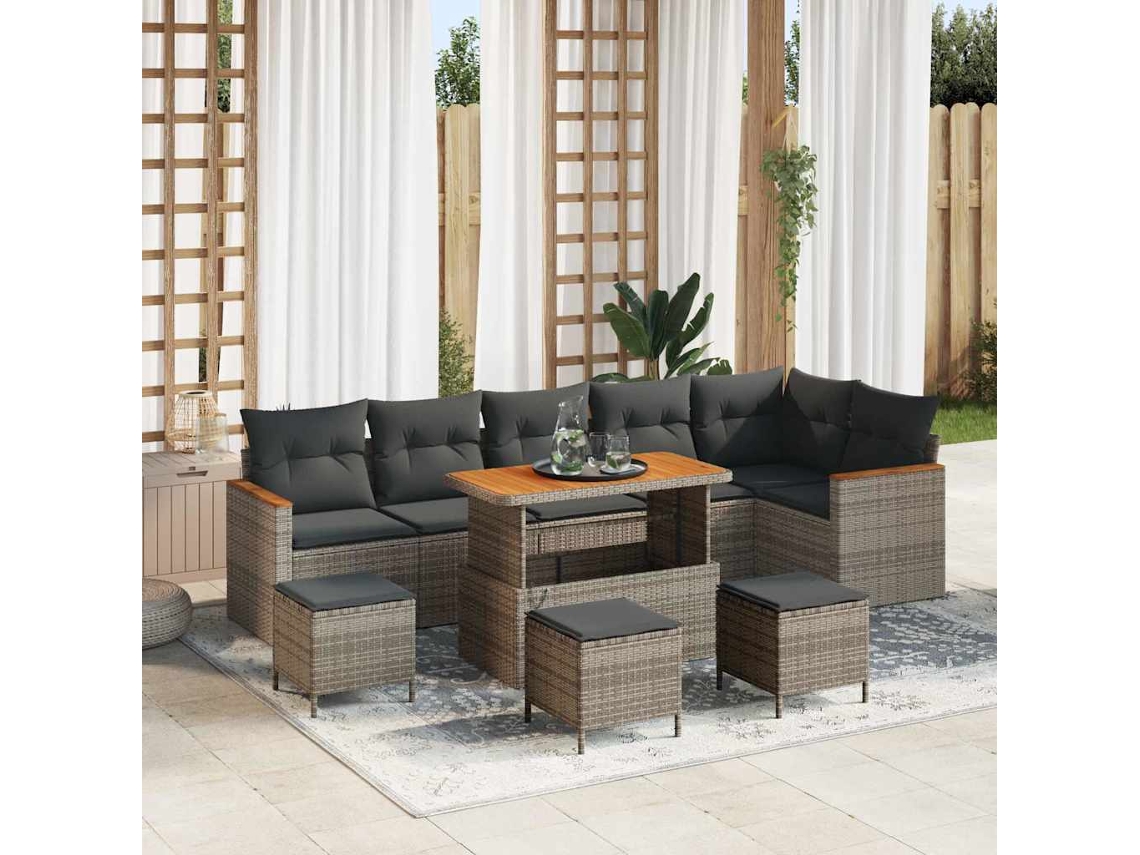 Vidaxl Conjunto De Sofá De Jardim 10 Unid. 6-número De Lugares Cinzeto