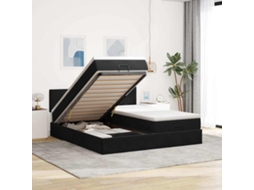 Estrutura De Cama Otomana Com Colchões 200x200cm Veludo Preto