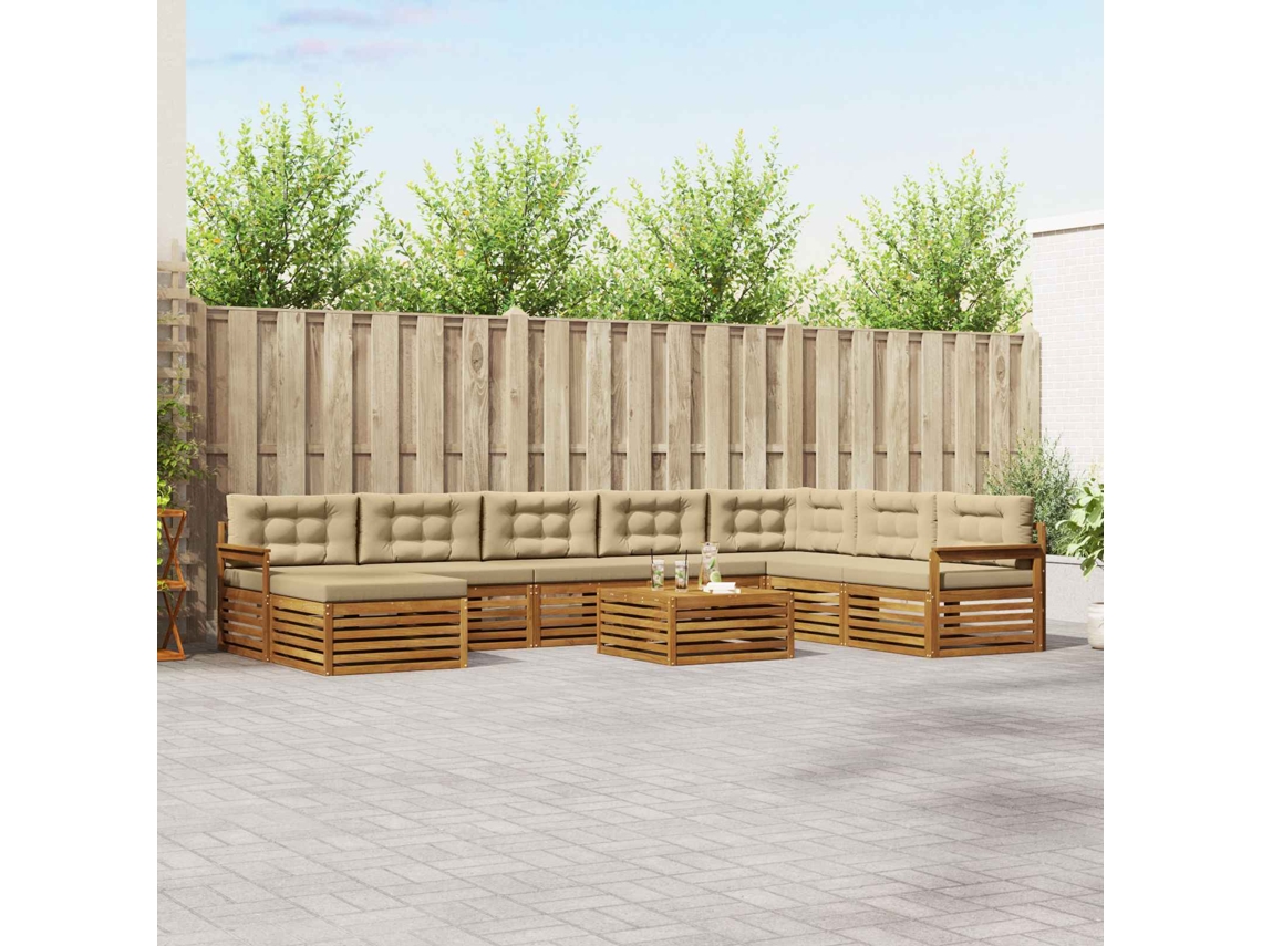 Vidaxl Conjunto De Sofás Para Exterior 9 Unid. Natural E Bege