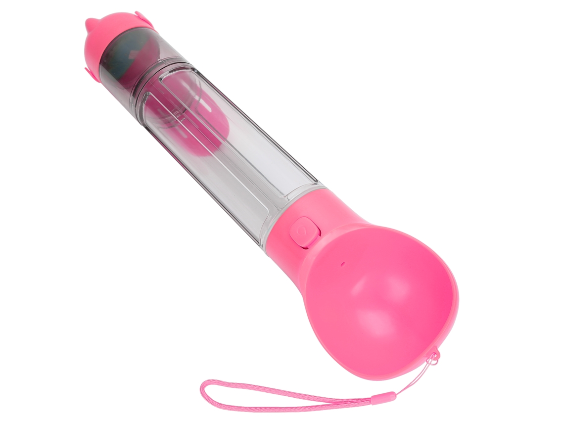 Garrafa De Água Para Cães 500ml Rosa Com Taça E Sacola De Lixo