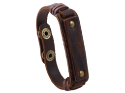 Pulseira De Couro Estilo Punk Com Trançado Conciso E Rivet