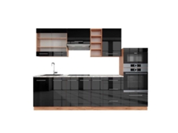 Cozinha Fame-Line, 140 cm, Mármore PT, Antracite-ouro/branco, Vicco