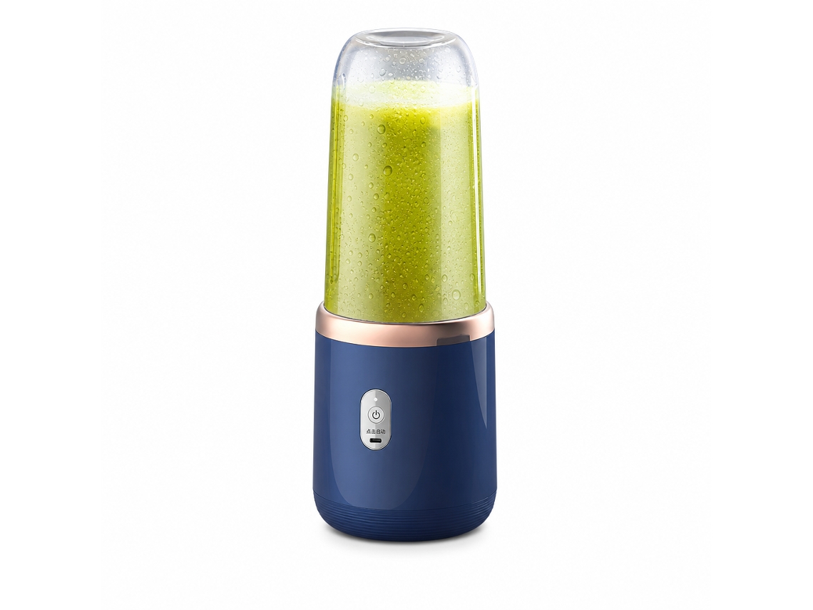 Liquidificador Portátil Recarregável Azul Com 6 Lâminas, Copo Para Sumos De Fruta Para Viagens E Exterior
