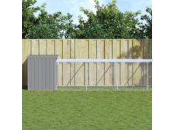 Vidaxl Galinheiro Com Anexo 110x1221x110cm Aço Galvanizado Cinza-claro