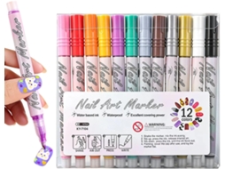 Conjunto de 12 marcadores de ponta fina com núcleo para decoração e pintura.