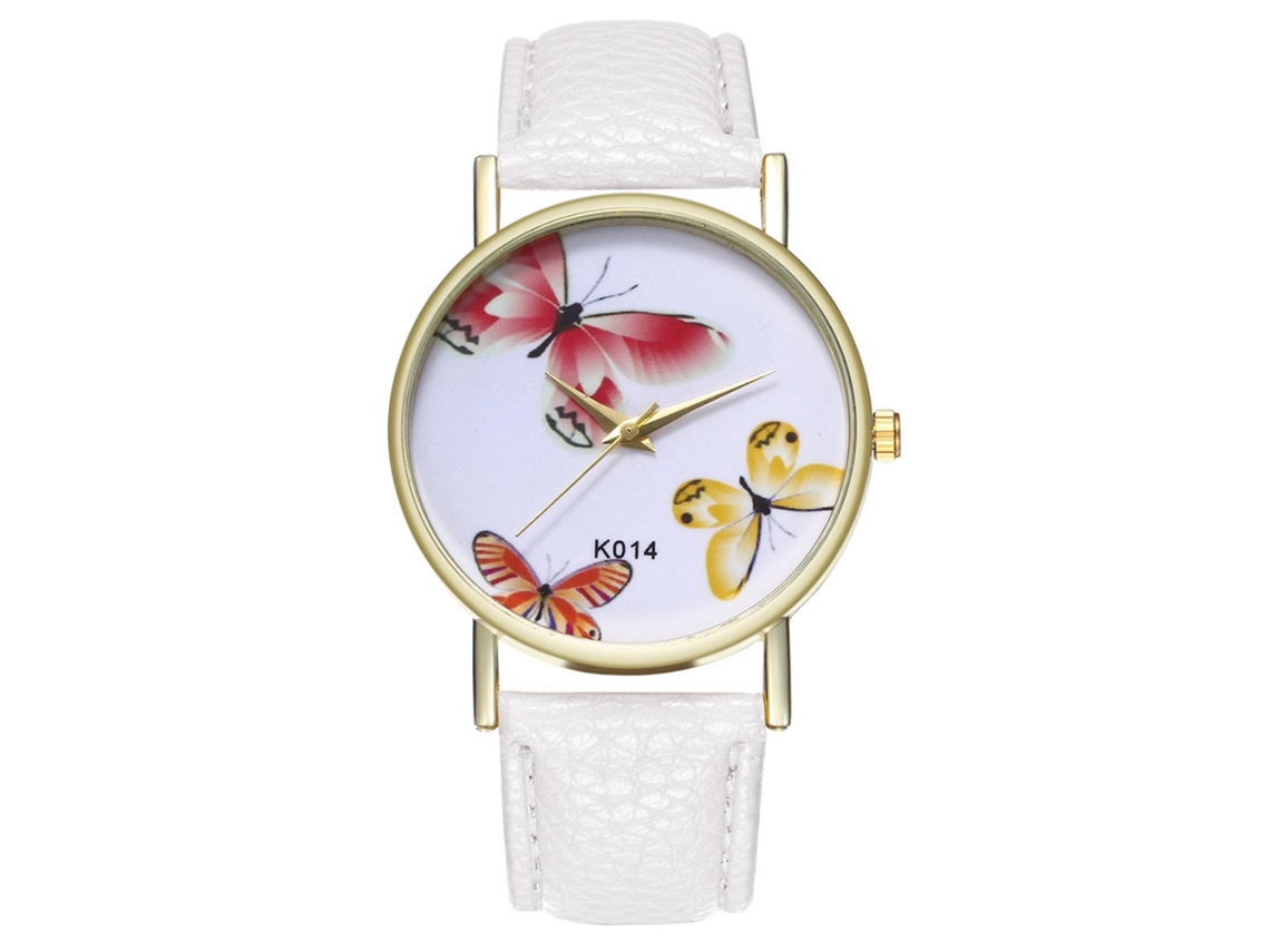 Relógio analógico masculino Zhoulianfa com mostrador simples e pulseira de couro PU (branco)