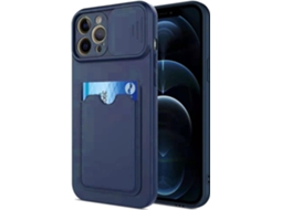 Lente para Telefone Tipo Deslizante para iPhone 12 Pro Max HONGWE. com Porta-Cartões Azul