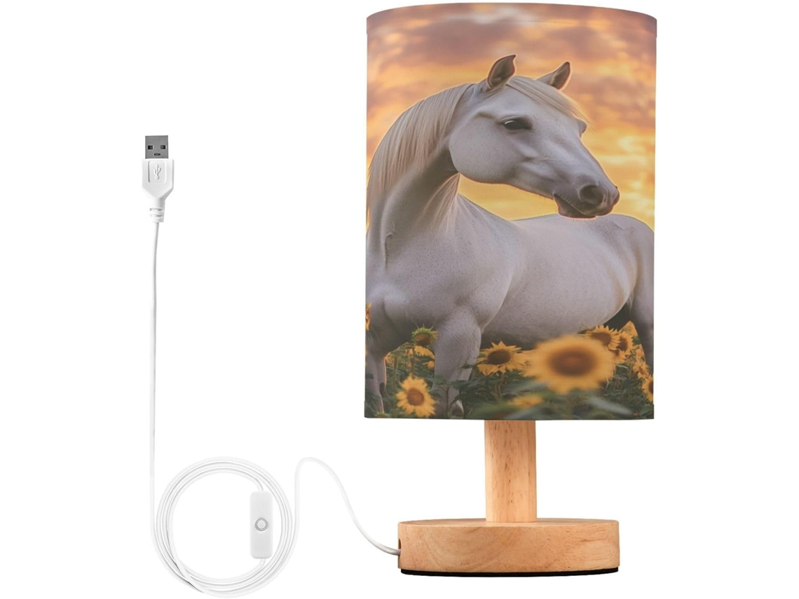 Luminária de cabeceira LED com portas USB, mesa de leitura para quarto, cúpula Tído e base Madeira, escrivaninha para quarto.
