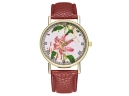 Reloj Analógico De Cuarzo Con Correa Pu Zhoulianfa Floral Unisex Café