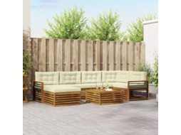 Vidaxl Conjunto De Sofás Para Exterior 7 Unid. Natural E Creme