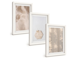 Conjunto De Quadros Com Moldura Texturas Sutis Da Natureza Boho Moldura Branca Fotos Para O Corredor Espelharte (3 Peças 20x30 Cm)