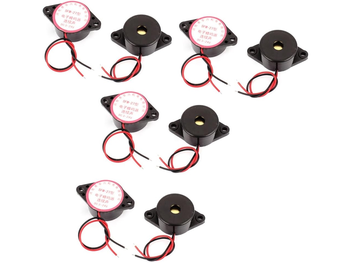 8 Peças Sfm27 Dc3 24v 2 Fios Alarme Eletrônico de Tom Contínuo Preto CHABERLU