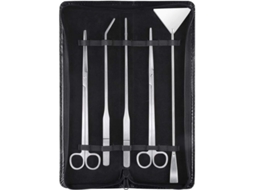 Yuru kit de 5 Ferramentas de Aquascaping em Aço Inoxidável para Aquário e Terrário com Estojo de Couro Pvc