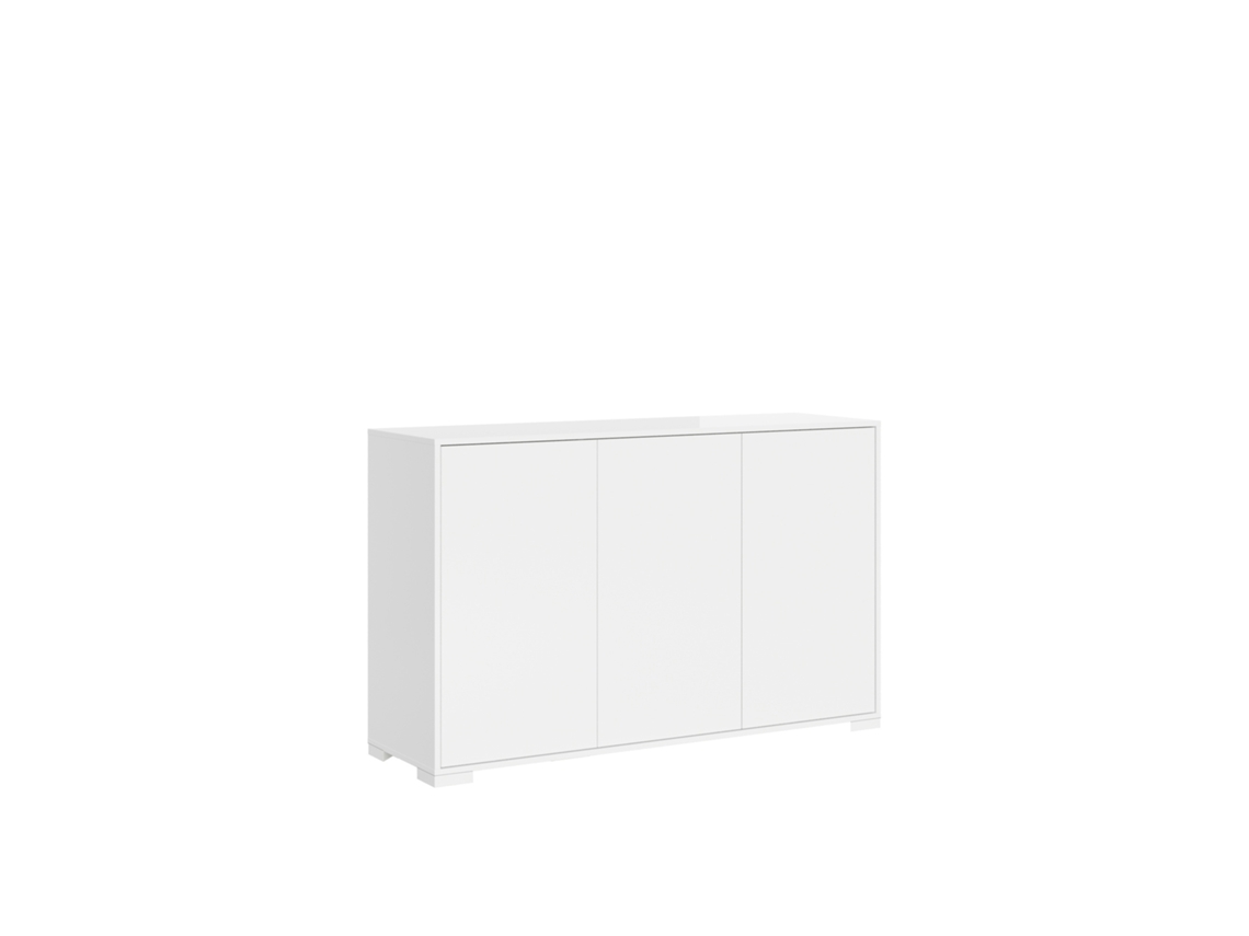 Aparador Com 3 Portas 130x40x83 Cm Lumina Branco Brilhante