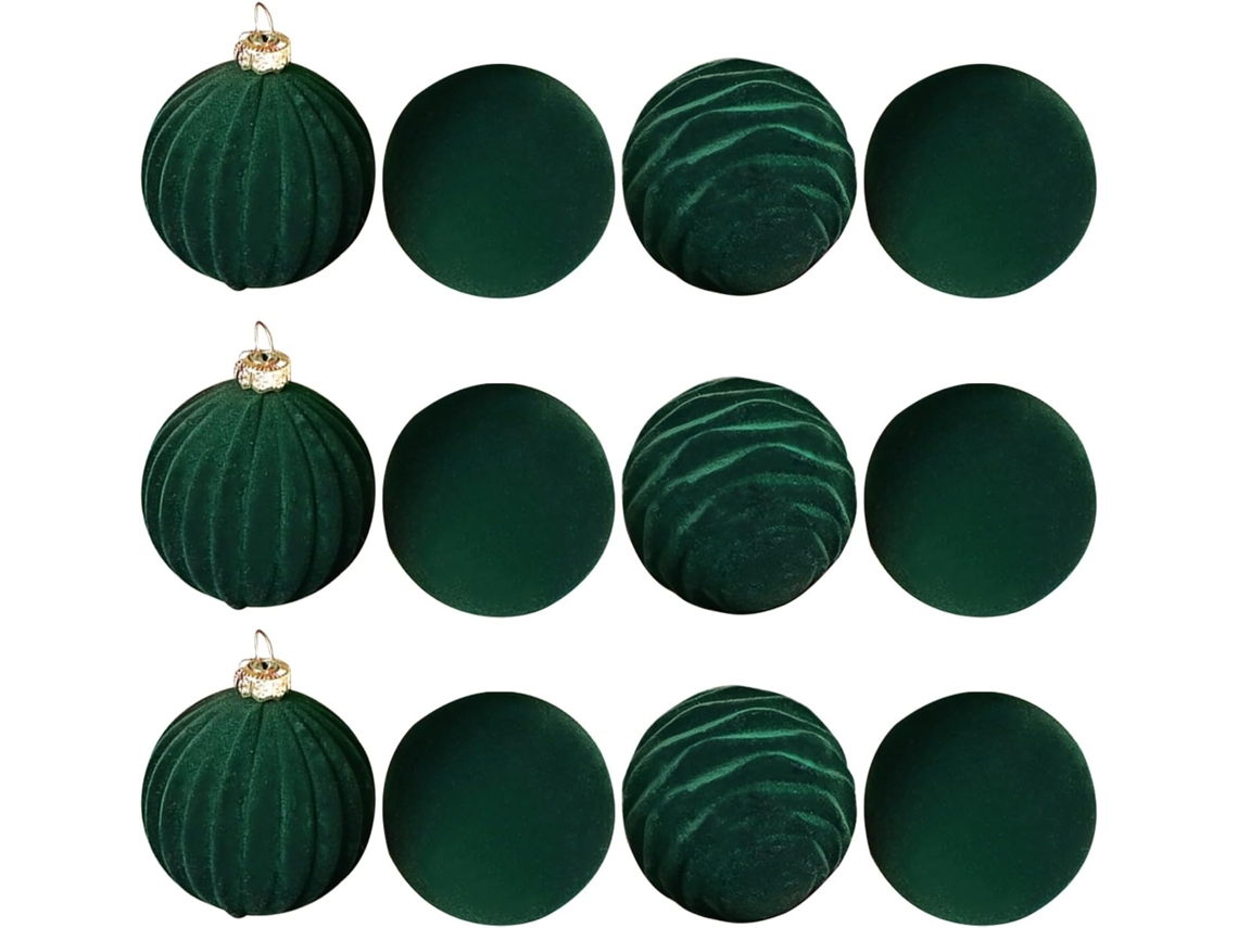 Conjunto De 12 Enfeites De Natal Aveludados E Inquebráveis | Bolas De Veludo