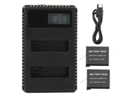 Cargador dual lcd ahdbt 401 con baterías de 1600 mah para cámara deportiva hero4