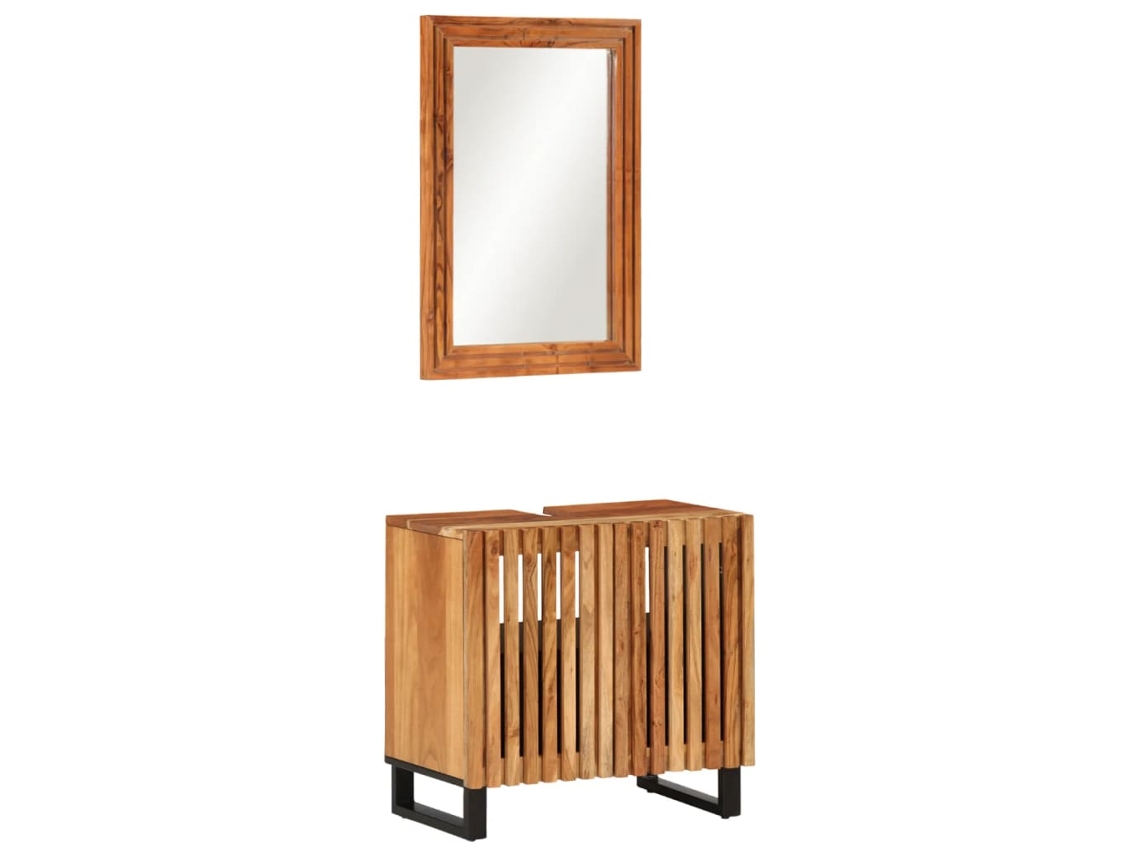 Vidaxl 2 Pcs Conjunto De Móveis P/ Casa De Banho Acácia Maciça