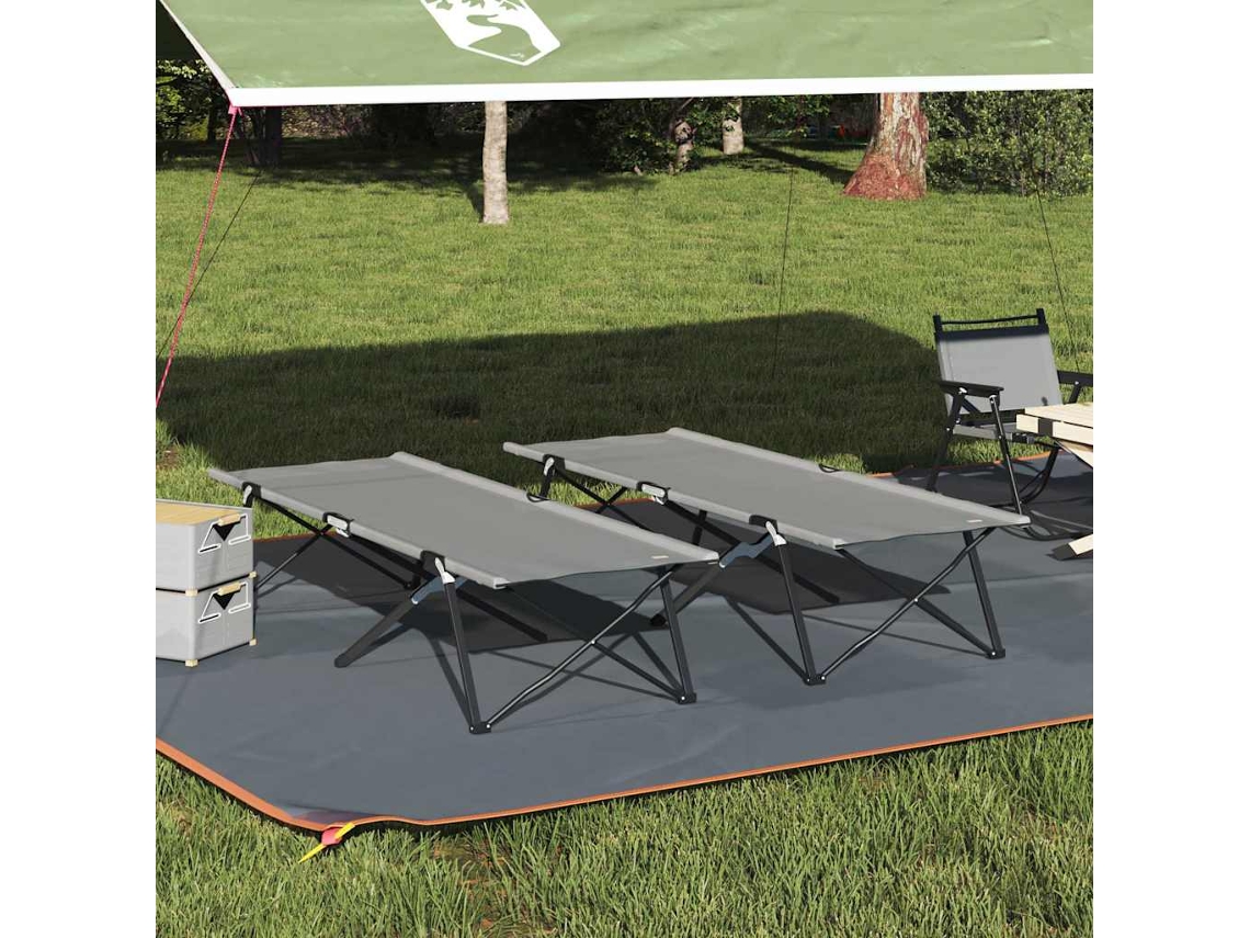 Vidaxl Cama De Camping Dobrável 2 Unid. Cinzeto 206 X 76 X 74 Cm