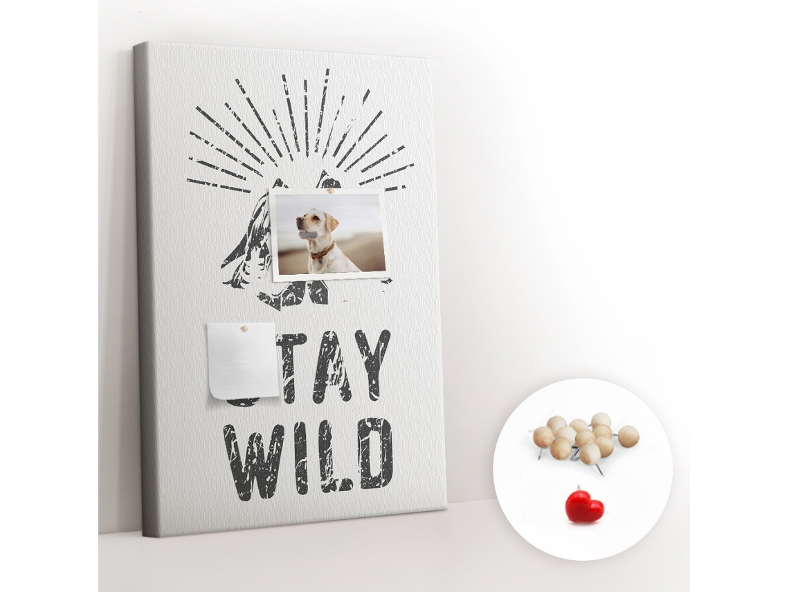 Painel De Cortiça Para Parede Montanhas Stay Wild Para A Sala De Estar Espelharte (40x60 Cm)