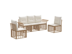 Maison Exclusive - Conjunto De Sofás Para Exterior 5 Unid. Natural E Branco Creme