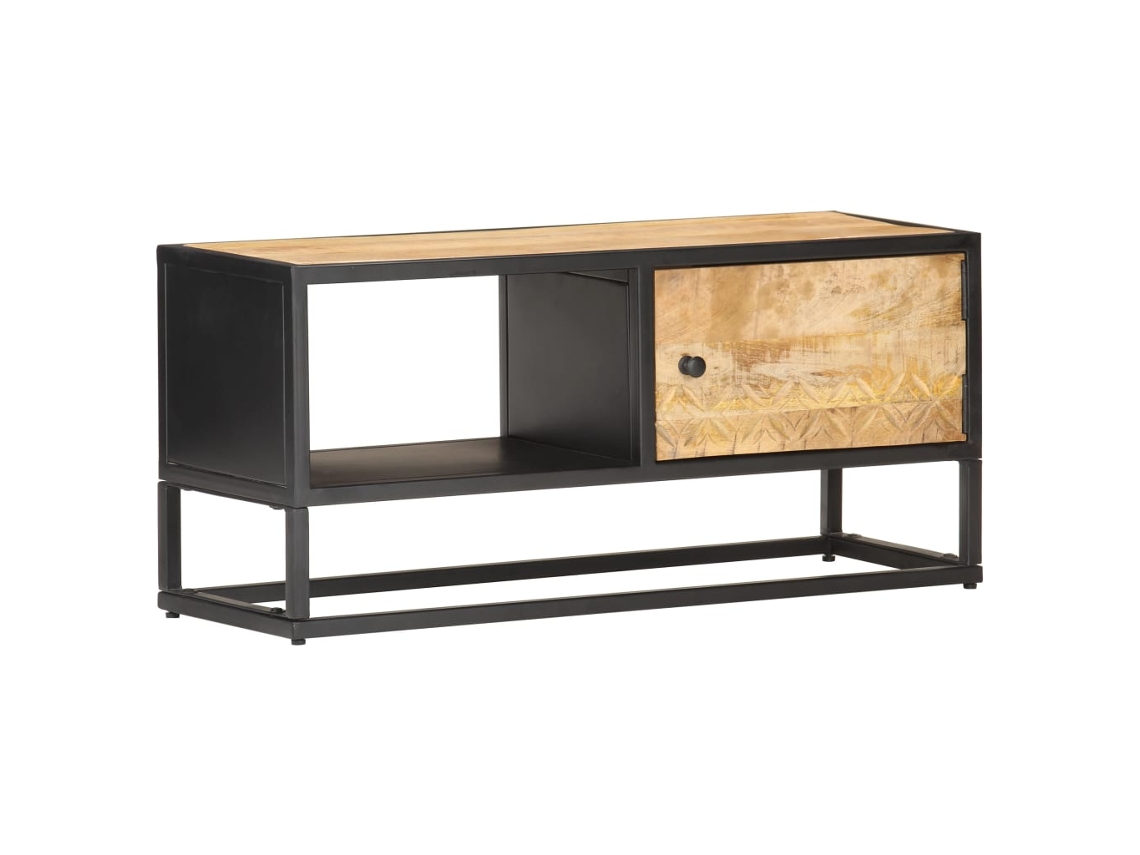Vidaxl Móvel de Tv C/ Porta Esculpida 90x30x40 Cm Mangueira Áspera