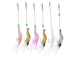 Isca Artificial Camarão Luminoso com Gancho 6pcs
