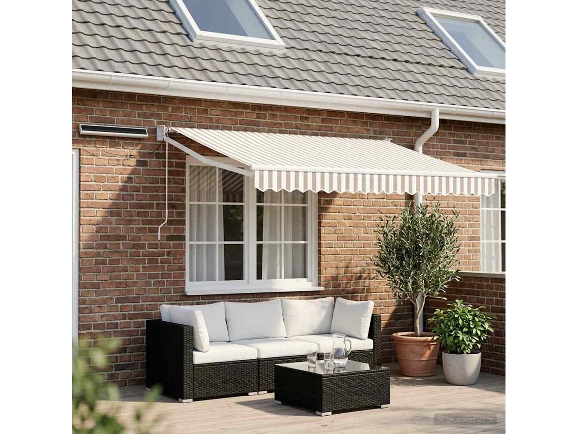 Vidaxl Toldo Retrátil Elétrico Cinza Claro E Branco